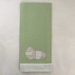 Green Easter kitchen dish towel with eggs